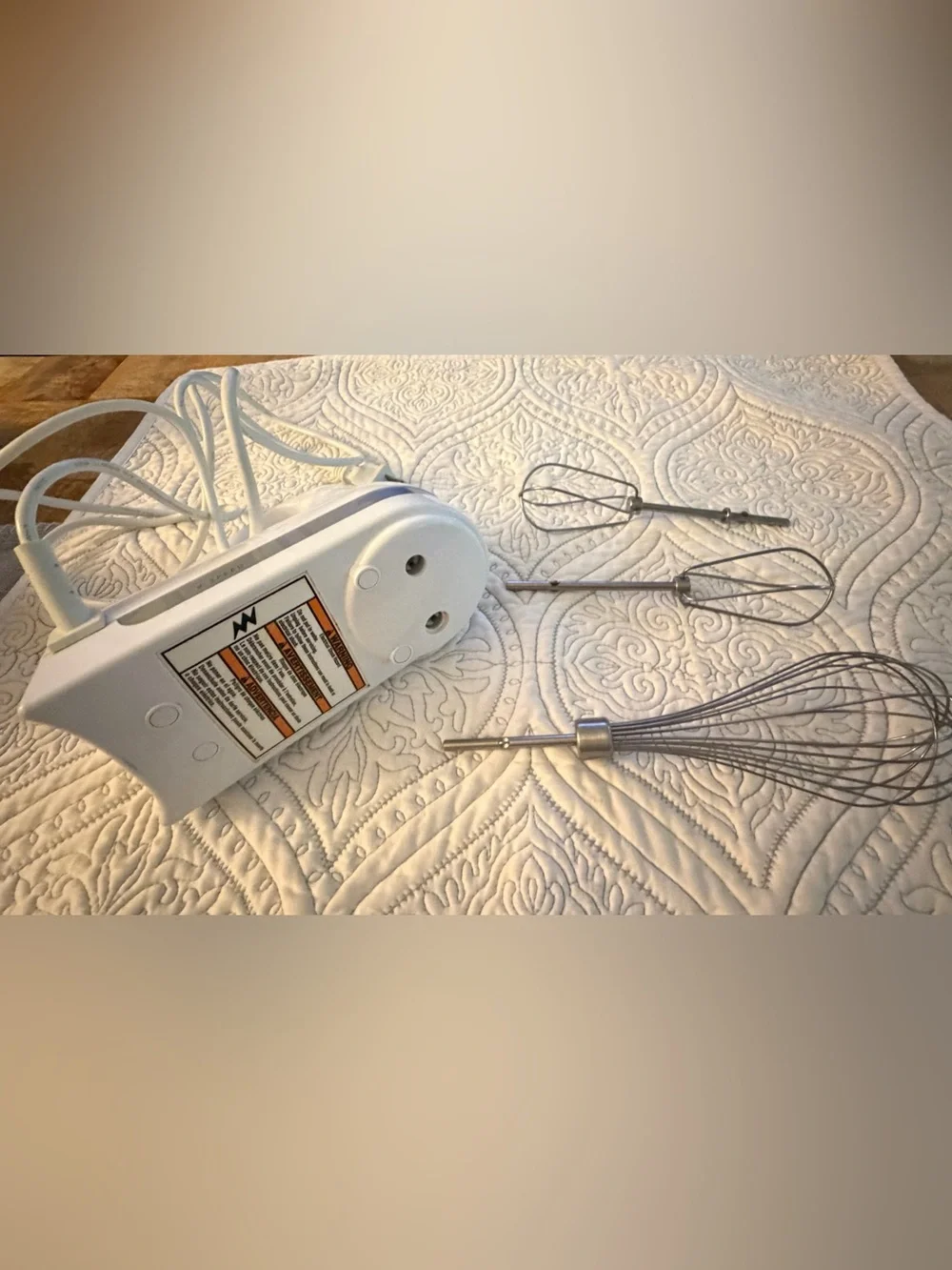 KitchenAid Professional 9 Speed Hand Mixer White KHM9P w/box & attachments TESTE
